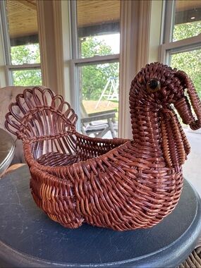 Vintage Wicker Turkey Shaped Basket